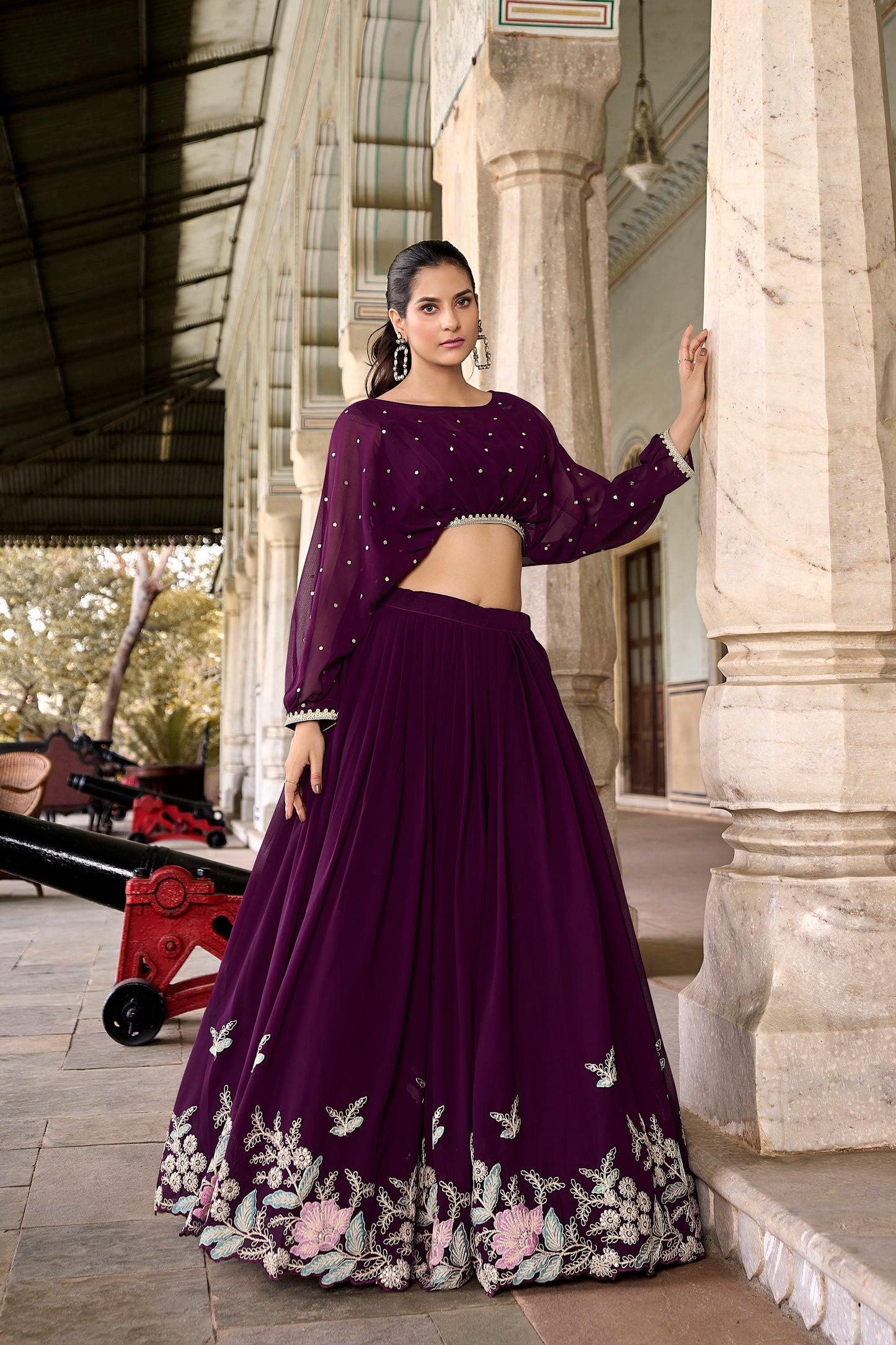 GEORGETTE EMBROIDERED WORK LEHENGA CO-ORD SET