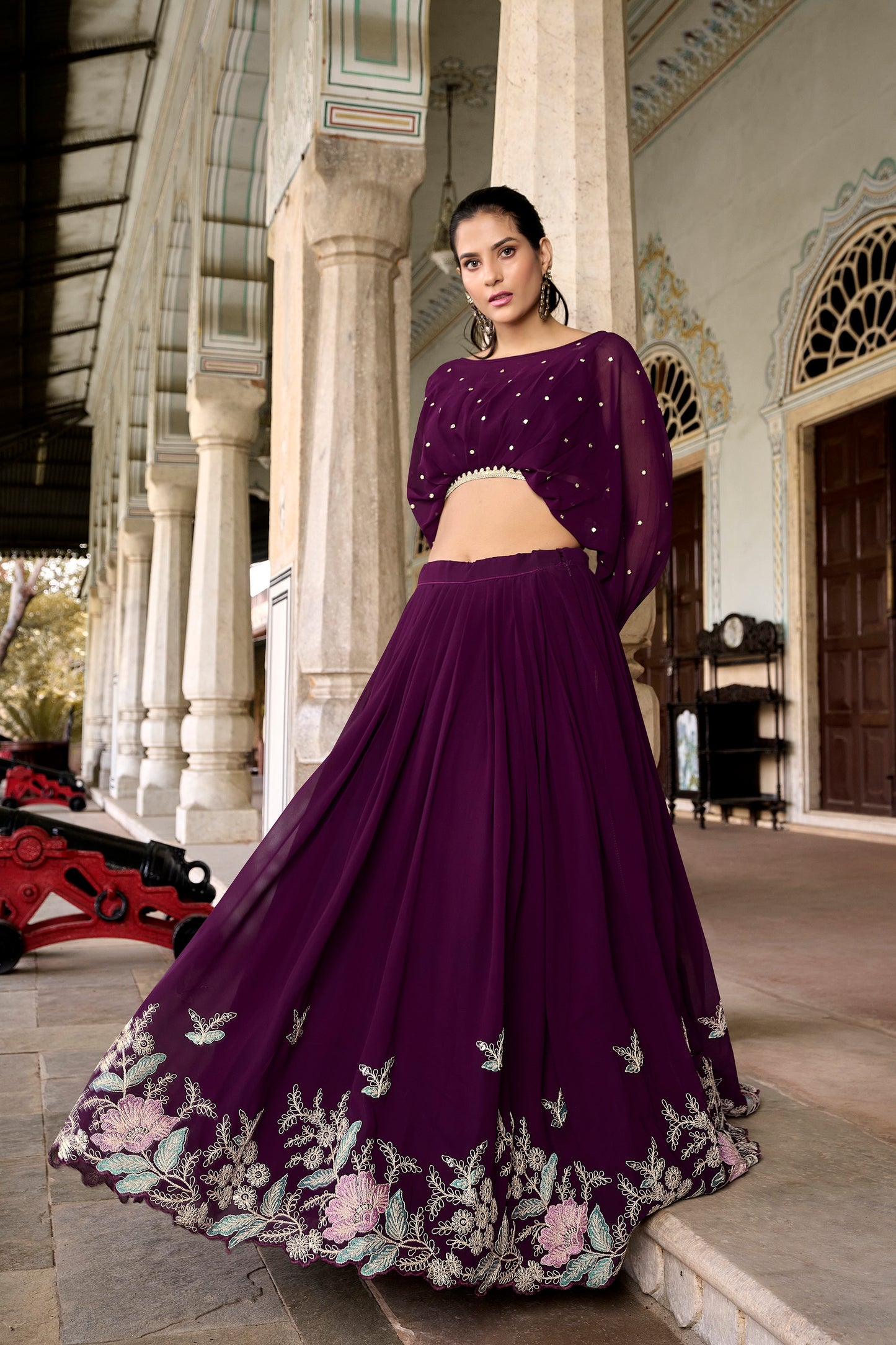 GEORGETTE EMBROIDERED WORK LEHENGA CO-ORD SET