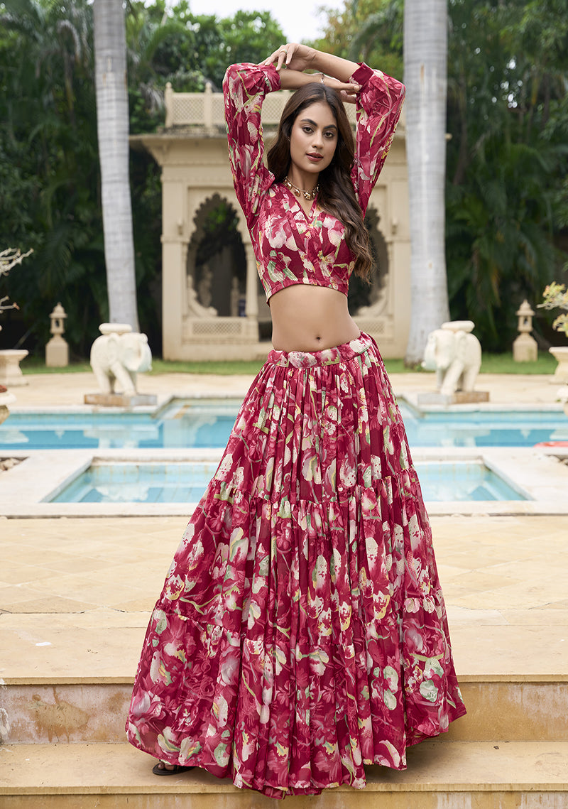 BEAUTIFUL GEORGETTE CHEX FLORAL PRINT CO-ORD SET