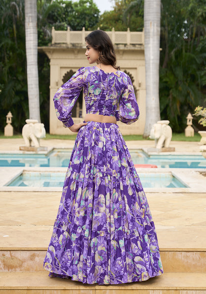 BEAUTIFUL GEORGETTE CHEX FLORAL PRINT CO-ORD SET