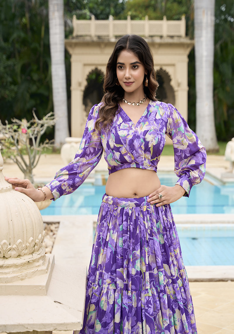 BEAUTIFUL GEORGETTE CHEX FLORAL PRINT CO-ORD SET