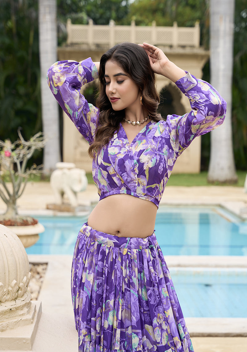 BEAUTIFUL GEORGETTE CHEX FLORAL PRINT CO-ORD SET