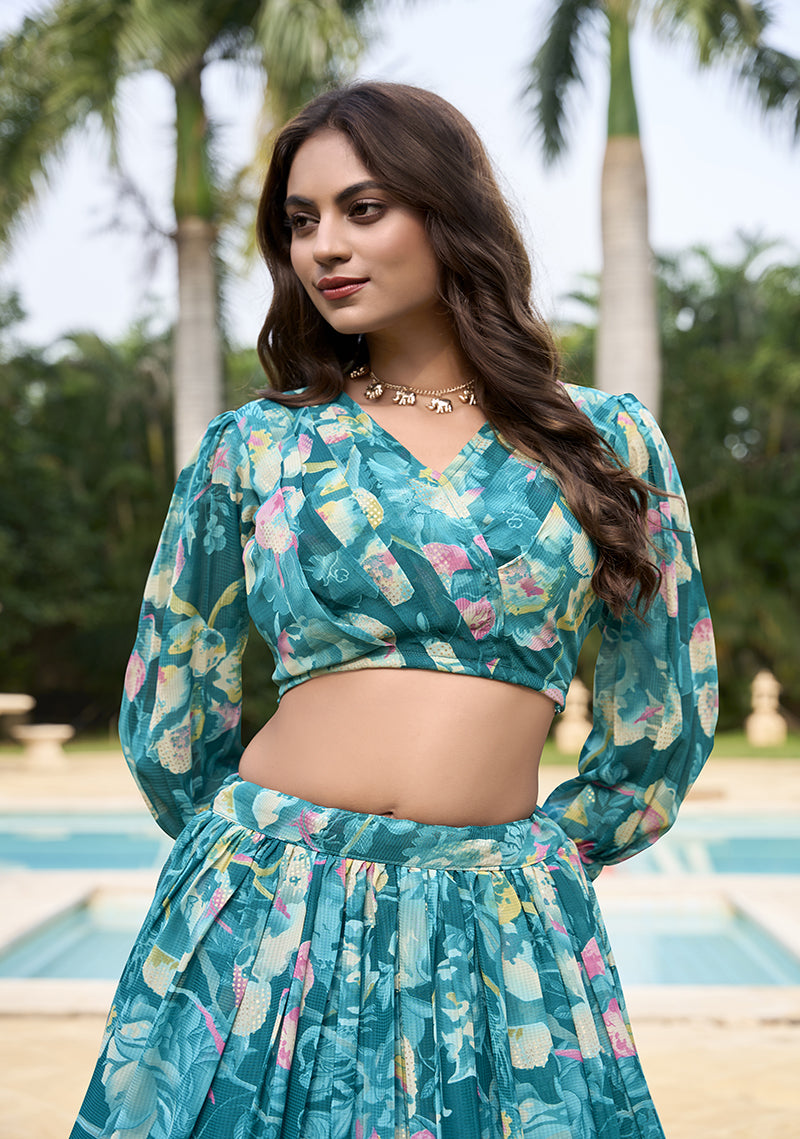 BEAUTIFUL GEORGETTE CHEX FLORAL PRINT CO-ORD SET