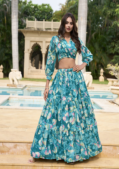 BEAUTIFUL GEORGETTE CHEX FLORAL PRINT CO-ORD SET