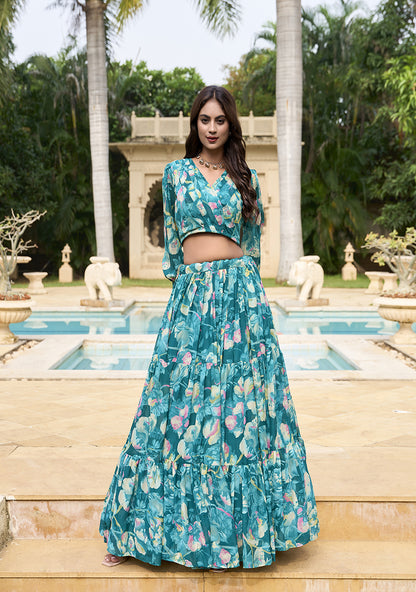 BEAUTIFUL GEORGETTE CHEX FLORAL PRINT CO-ORD SET