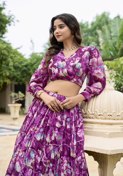 BEAUTIFUL GEORGETTE CHEX FLORAL PRINT CO-ORD SET