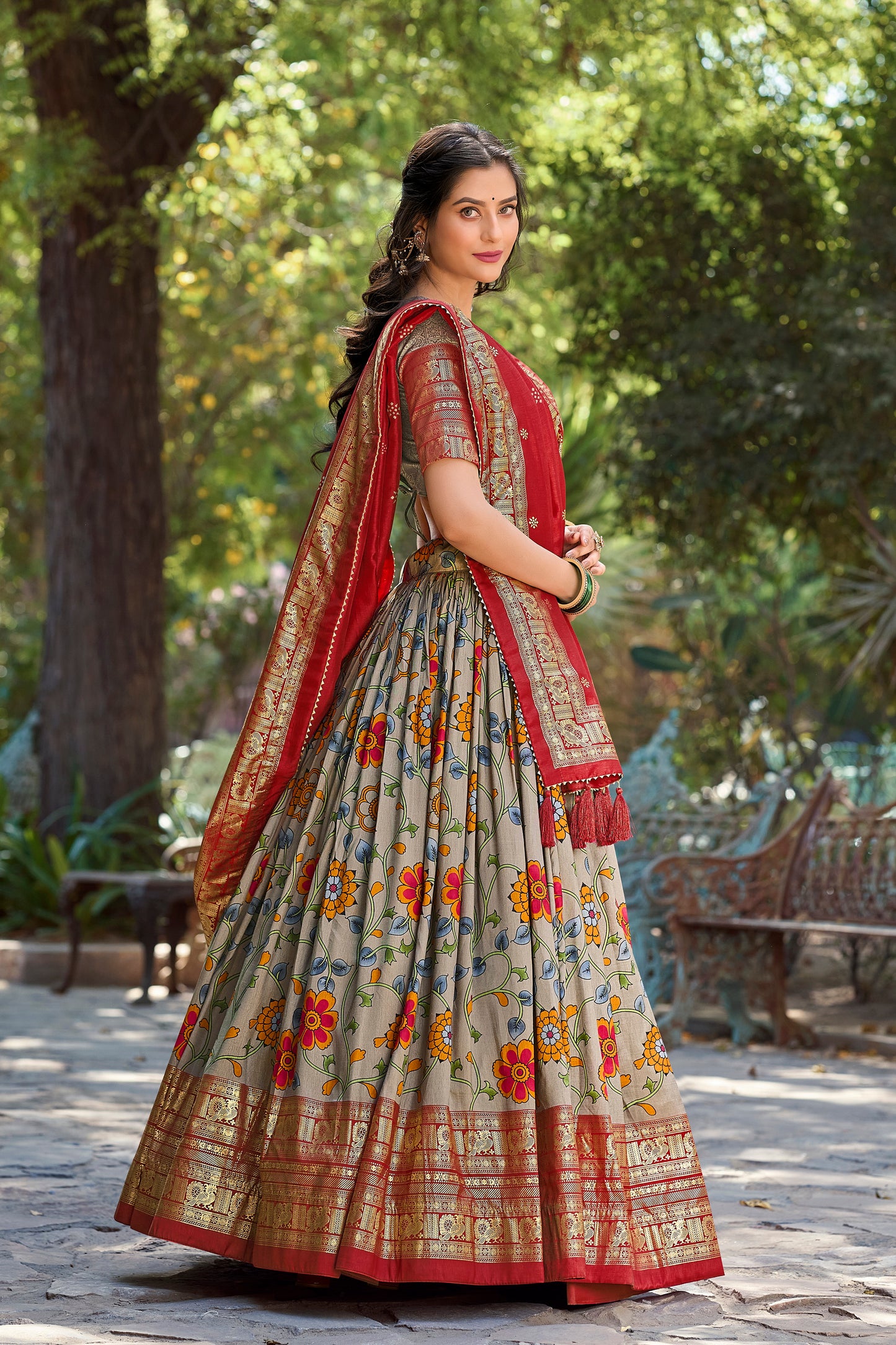 DESIGNER KALAMKARI PRINT WITH FOIL PRINT LEHENGA CHOLI