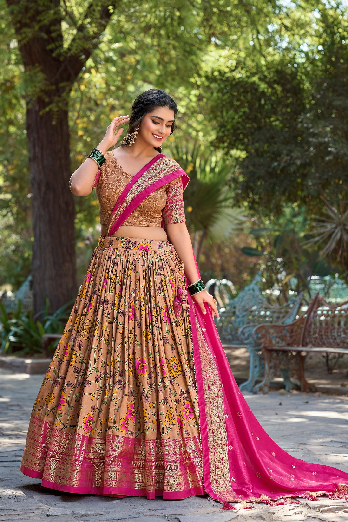 DESIGNER KALAMKARI PRINT WITH FOIL PRINT LEHENGA CHOLI