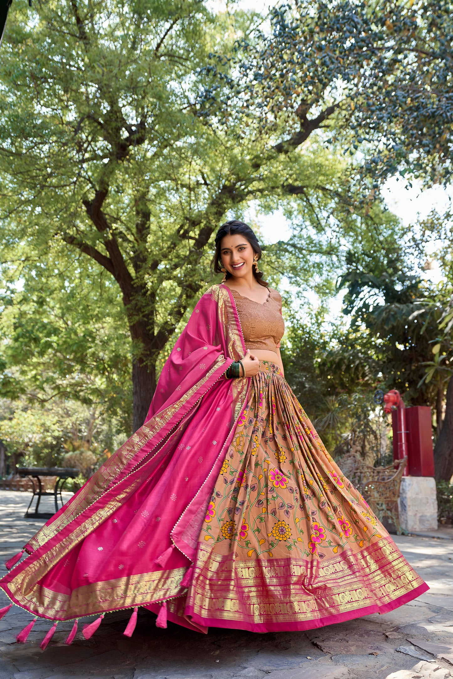 DESIGNER KALAMKARI PRINT WITH FOIL PRINT LEHENGA CHOLI