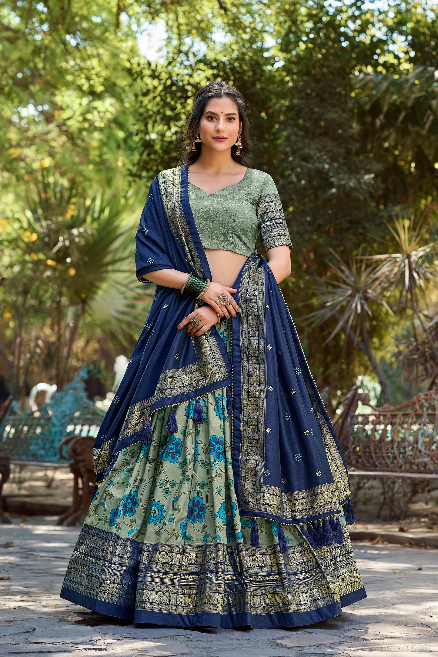 DESIGNER KALAMKARI PRINT WITH FOIL PRINT LEHENGA CHOLI