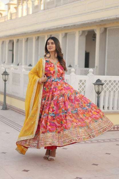 THE LATEST DESIGNER READYMADE GOWN WITH DUPATTA SET