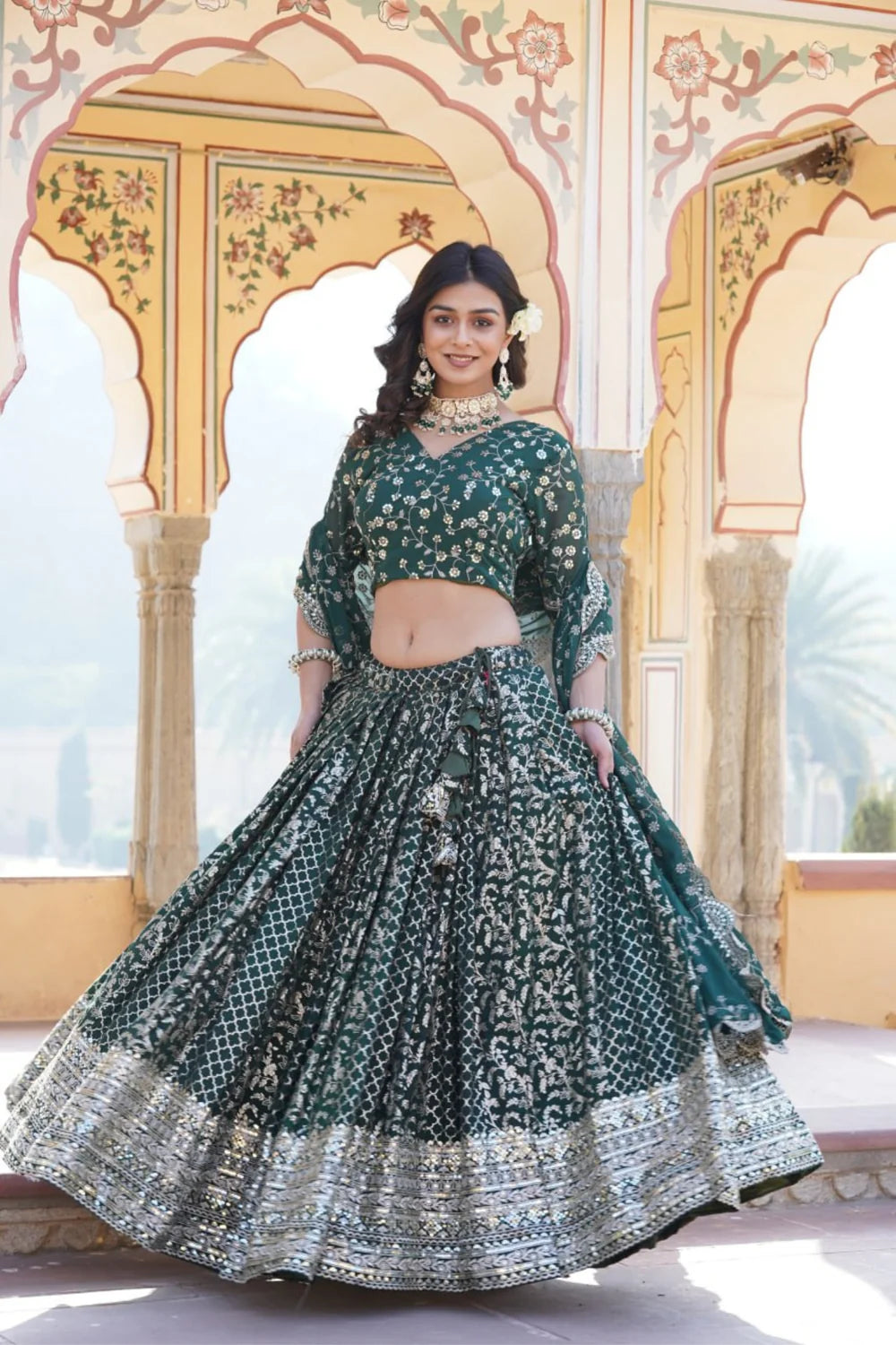 STYLISH DESIGNER VISCOSE JACQUARD LEHENGA CHOLI