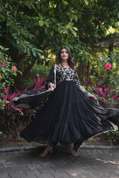 VISCOSE DYABLE JACQUARD GOWN WITH SEQUINS EMBROIDERY AND DUPATTA SET