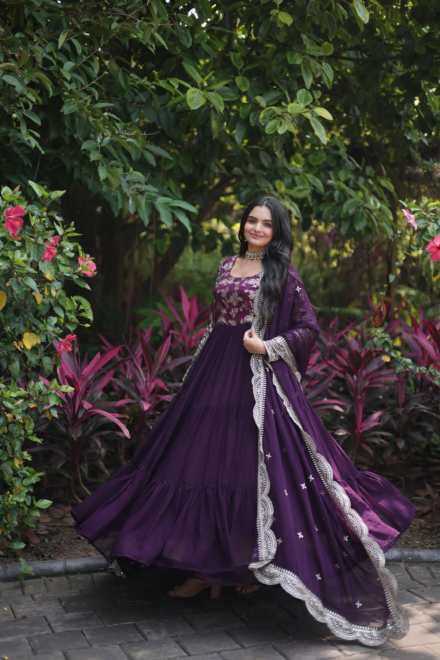 VISCOSE DYABLE JACQUARD GOWN WITH SEQUINS EMBROIDERY AND DUPATTA SET