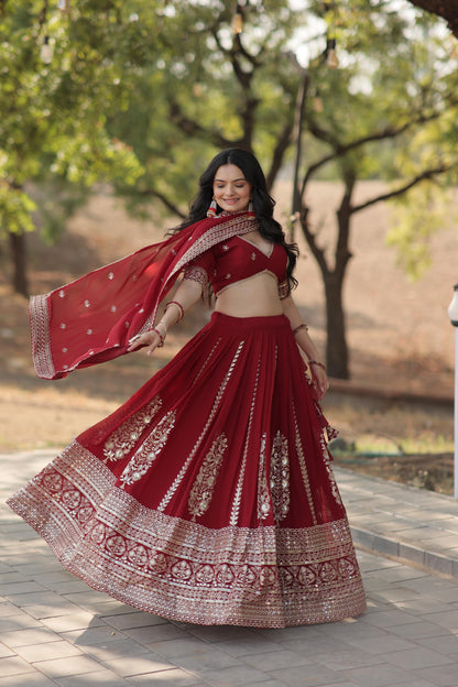 TRENDING FULLY FLAIRED EMBROIDERED GEORGETTE LEHENGA CHOLI