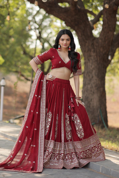 TRENDING FULLY FLAIRED EMBROIDERED GEORGETTE LEHENGA CHOLI