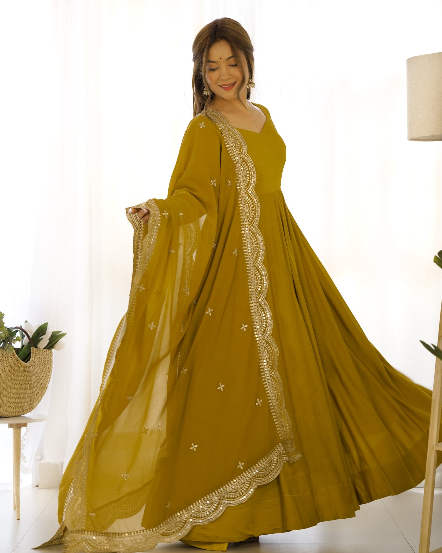 PURE ROMANSILK CHANDERI FABRIC FULLY FLAIR ANARKALI WITH DUPPTA SET