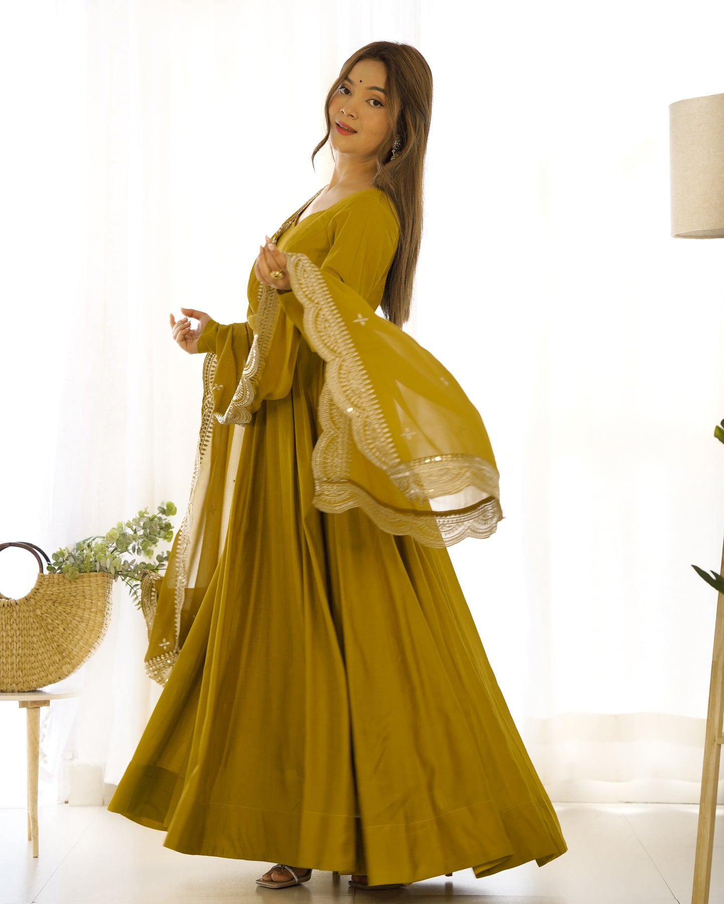 PURE ROMANSILK CHANDERI FABRIC FULLY FLAIR ANARKALI WITH DUPPTA SET