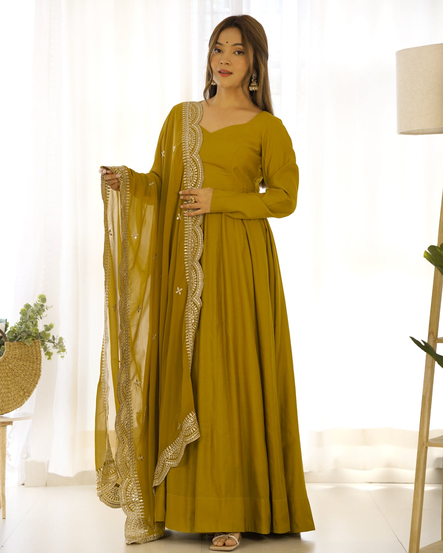 PURE ROMANSILK CHANDERI FABRIC FULLY FLAIR ANARKALI WITH DUPPTA SET