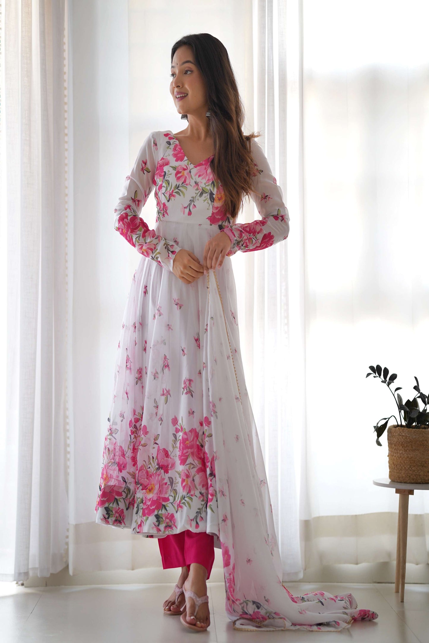 ELEGANT PURE SOFT ORGANZA SILK GOWN WITH MATCHING DUPATTA