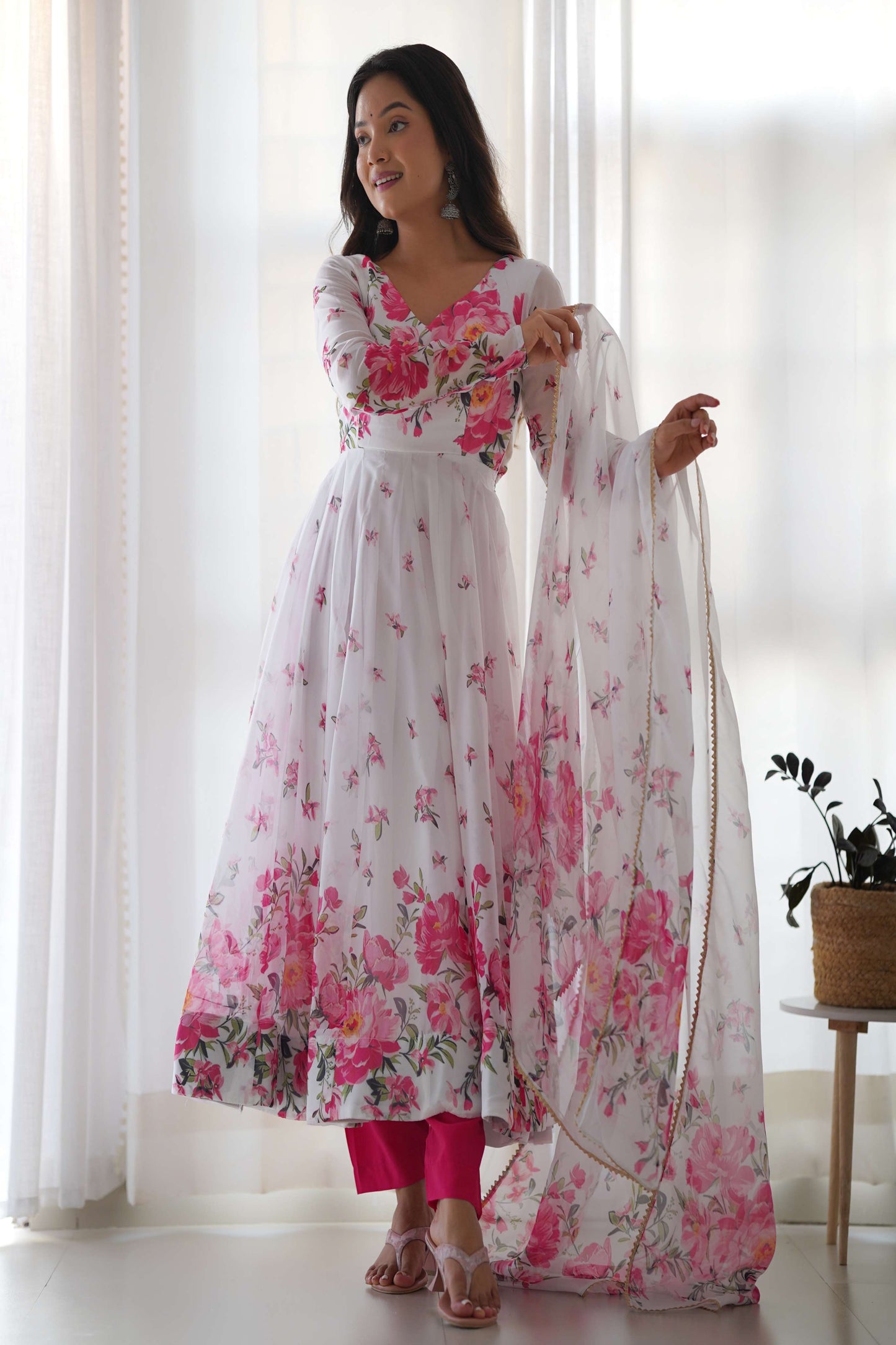 ELEGANT PURE SOFT ORGANZA SILK GOWN WITH MATCHING DUPATTA