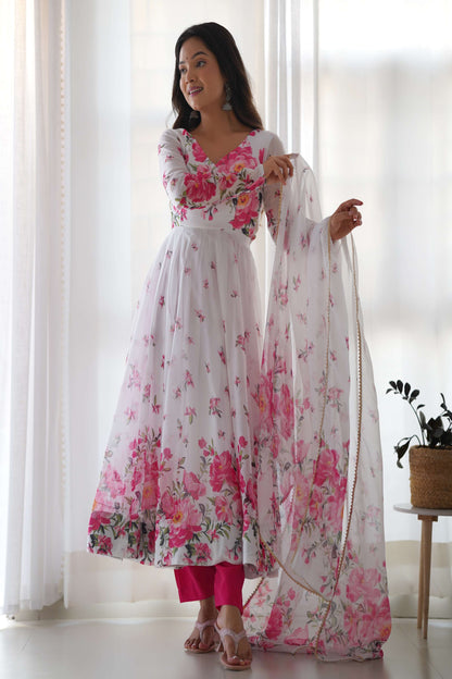 ELEGANT PURE SOFT ORGANZA SILK GOWN WITH MATCHING DUPATTA