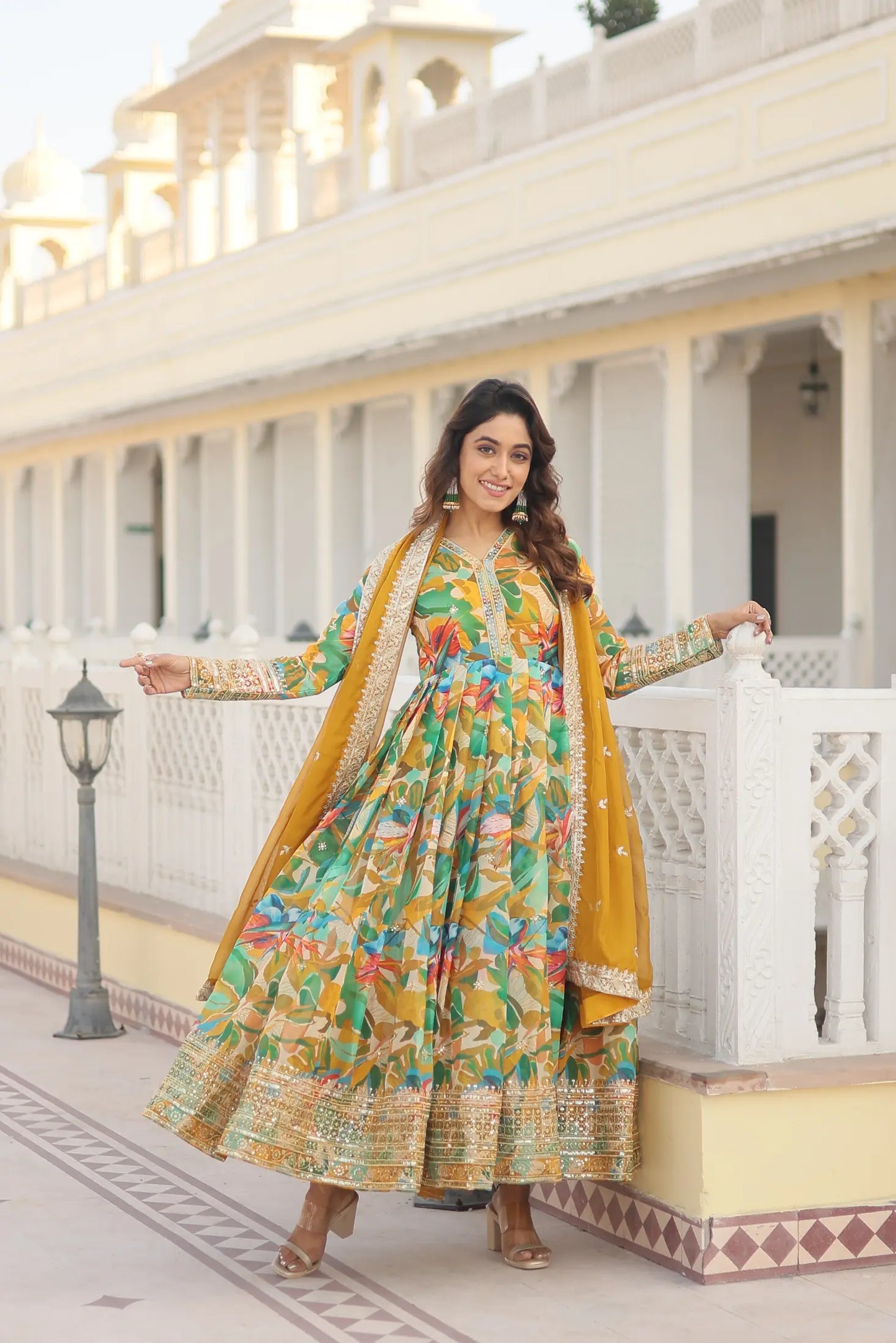 THE LATEST DESIGNER READYMADE GOWN WITH DUPATTA SET