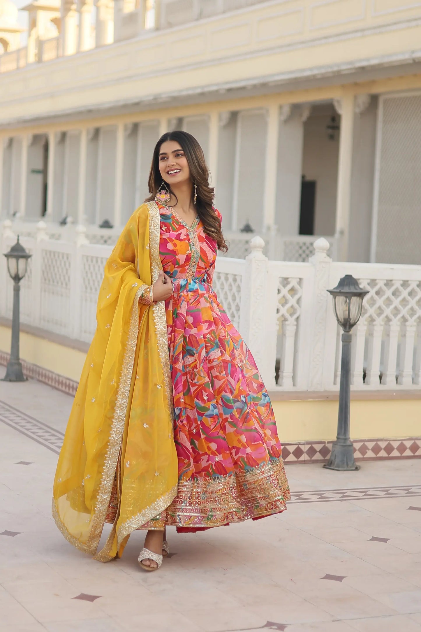 THE LATEST DESIGNER READYMADE GOWN WITH DUPATTA SET