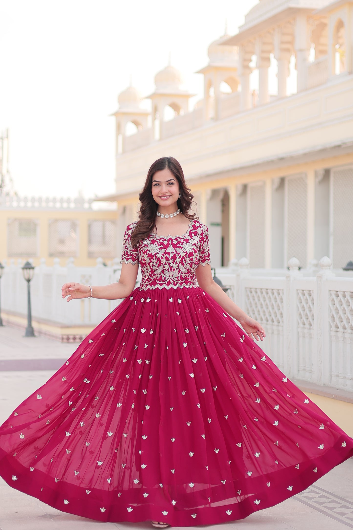 STUNNING EMBROIDERED GOWN WITH SEQUINS WORK