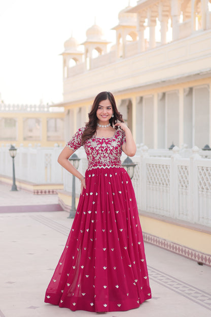 STUNNING EMBROIDERED GOWN WITH SEQUINS WORK