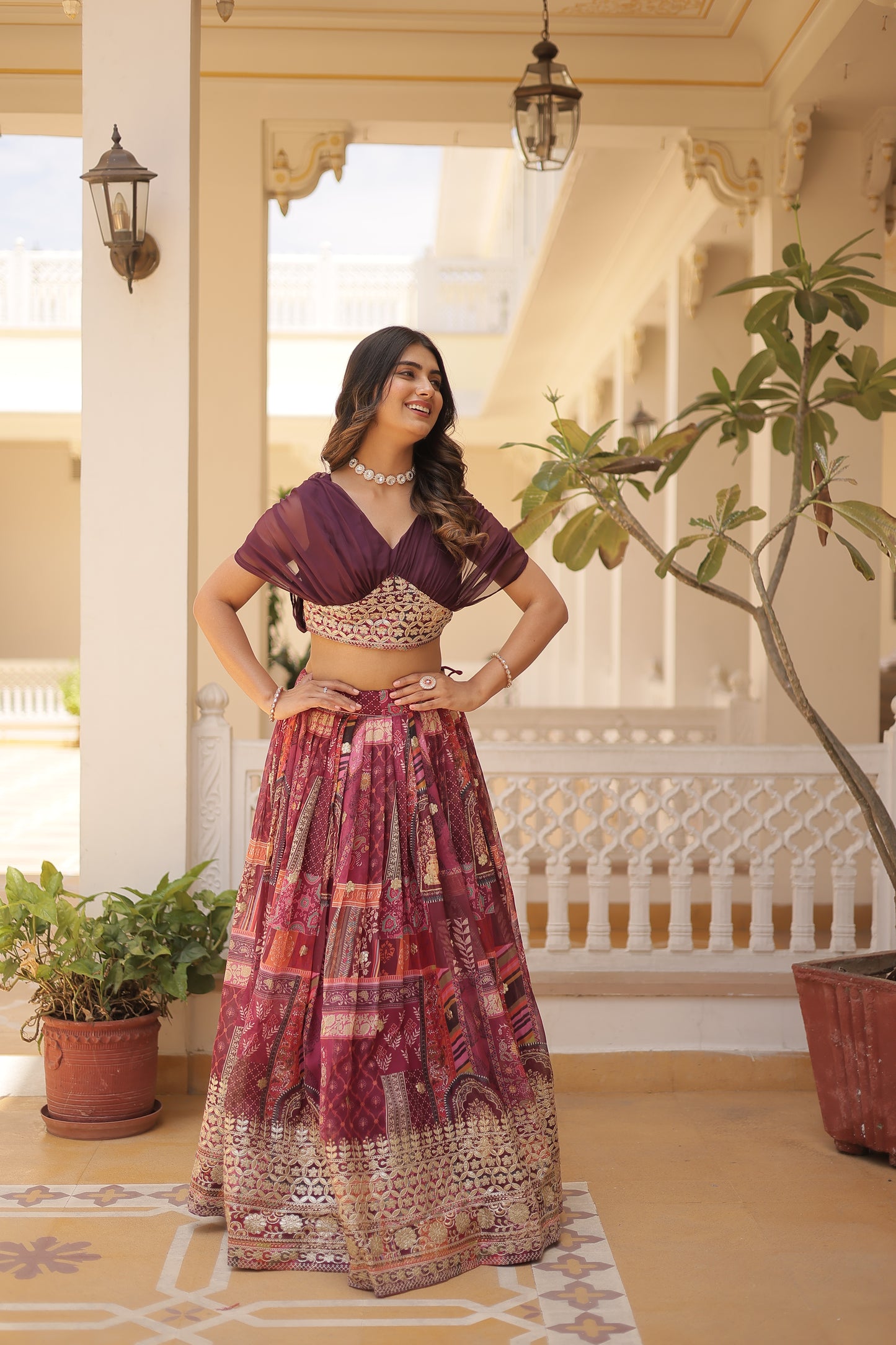 STUNNING PRINTED WITH FOIL EMBROIDERY WORK LEHENGA CHOLI