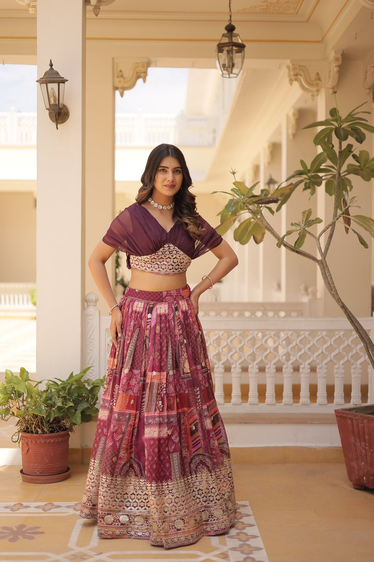 STUNNING PRINTED WITH FOIL EMBROIDERY WORK LEHENGA CHOLI