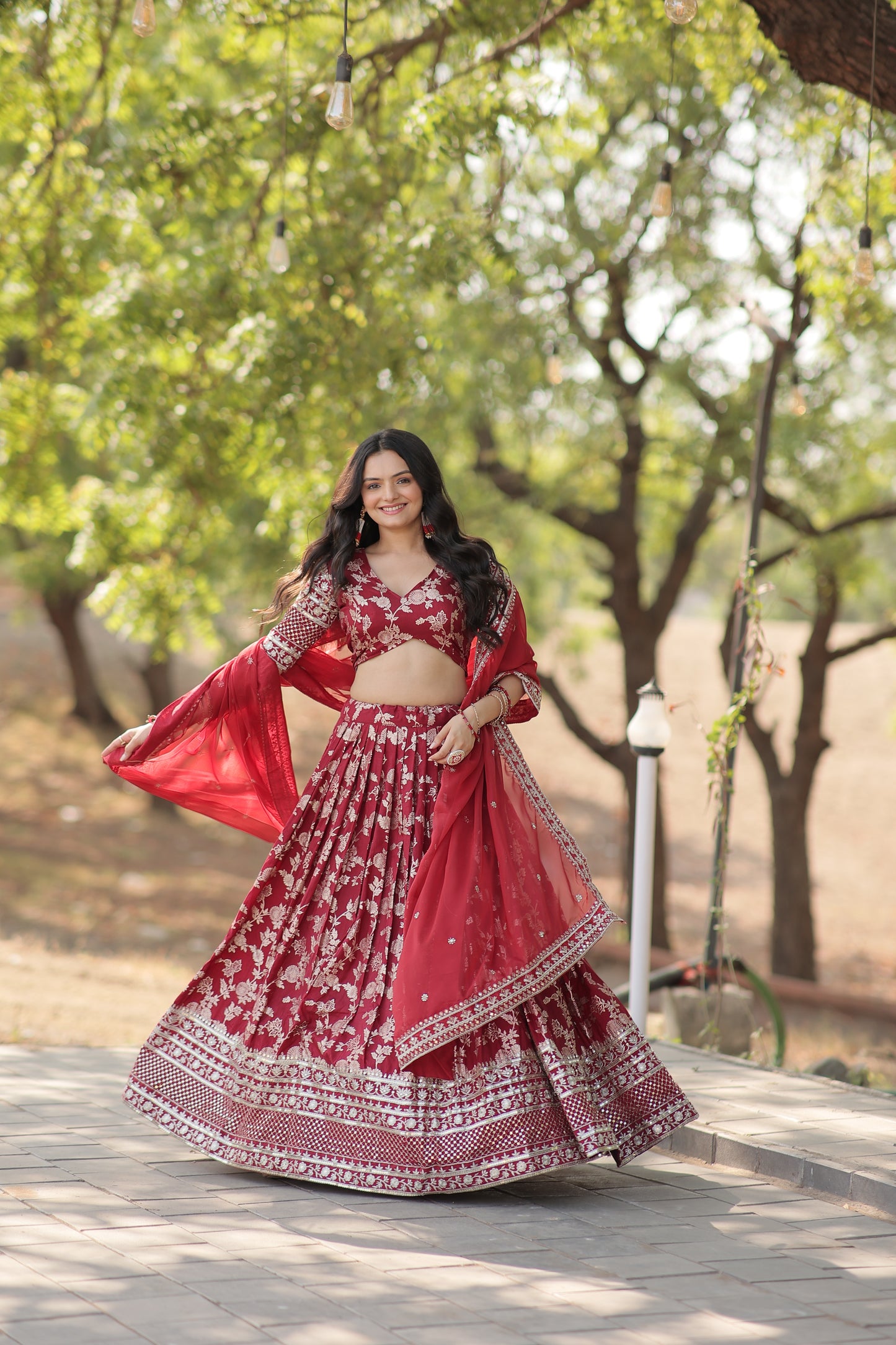 PURE VISCOSE JACQUARD LEHENGA CHOLI DUPATTA SET