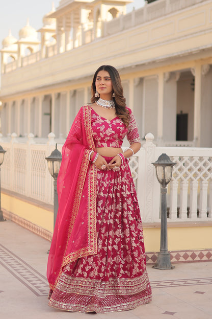 PURE VISCOSE JACQUARD LEHENGA CHOLI DUPATTA SET