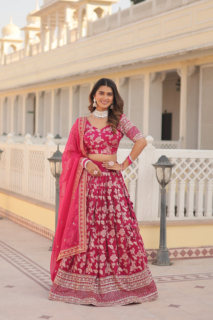 PURE VISCOSE JACQUARD LEHENGA CHOLI DUPATTA SET