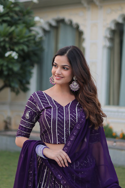 PURPLE EMBROIDERED WEDDING SPECIAL LEHENGA CHOLI