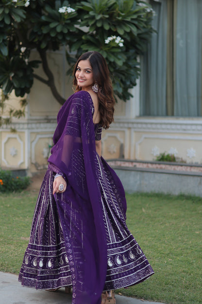 PURPLE EMBROIDERED WEDDING SPECIAL LEHENGA CHOLI