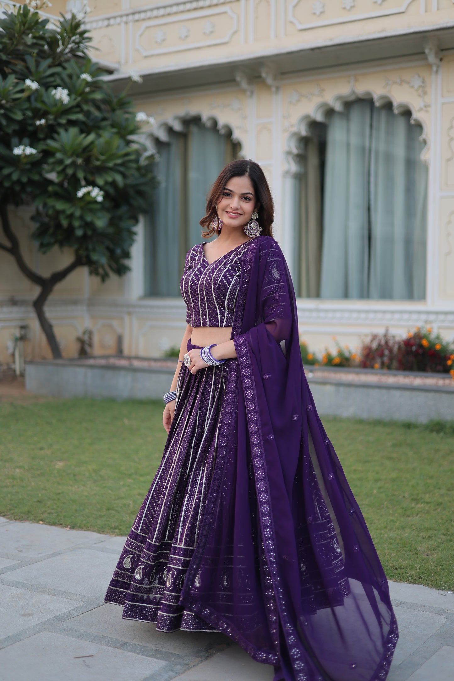 PURPLE EMBROIDERED WEDDING SPECIAL LEHENGA CHOLI