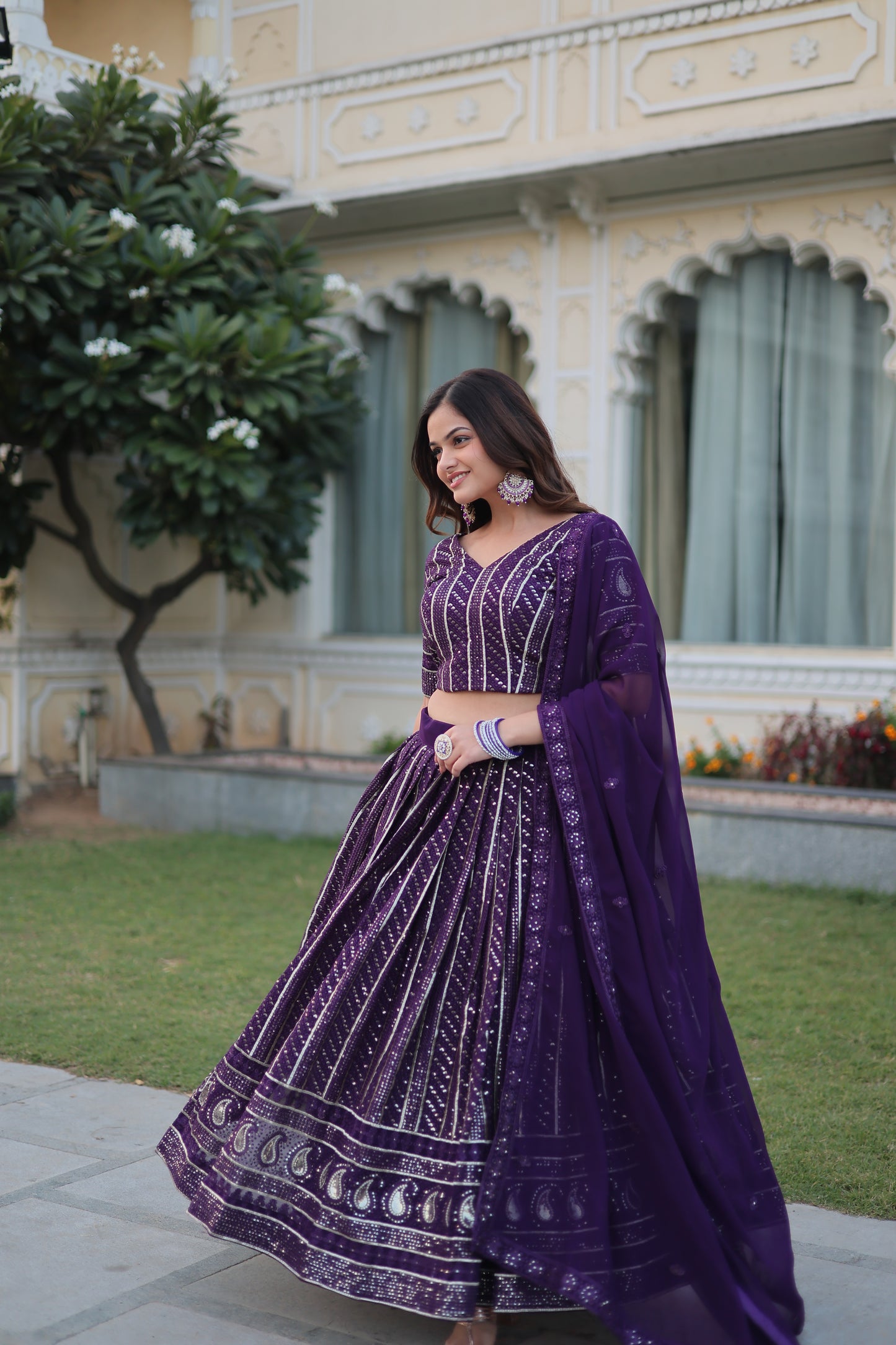 PURPLE EMBROIDERED WEDDING SPECIAL LEHENGA CHOLI