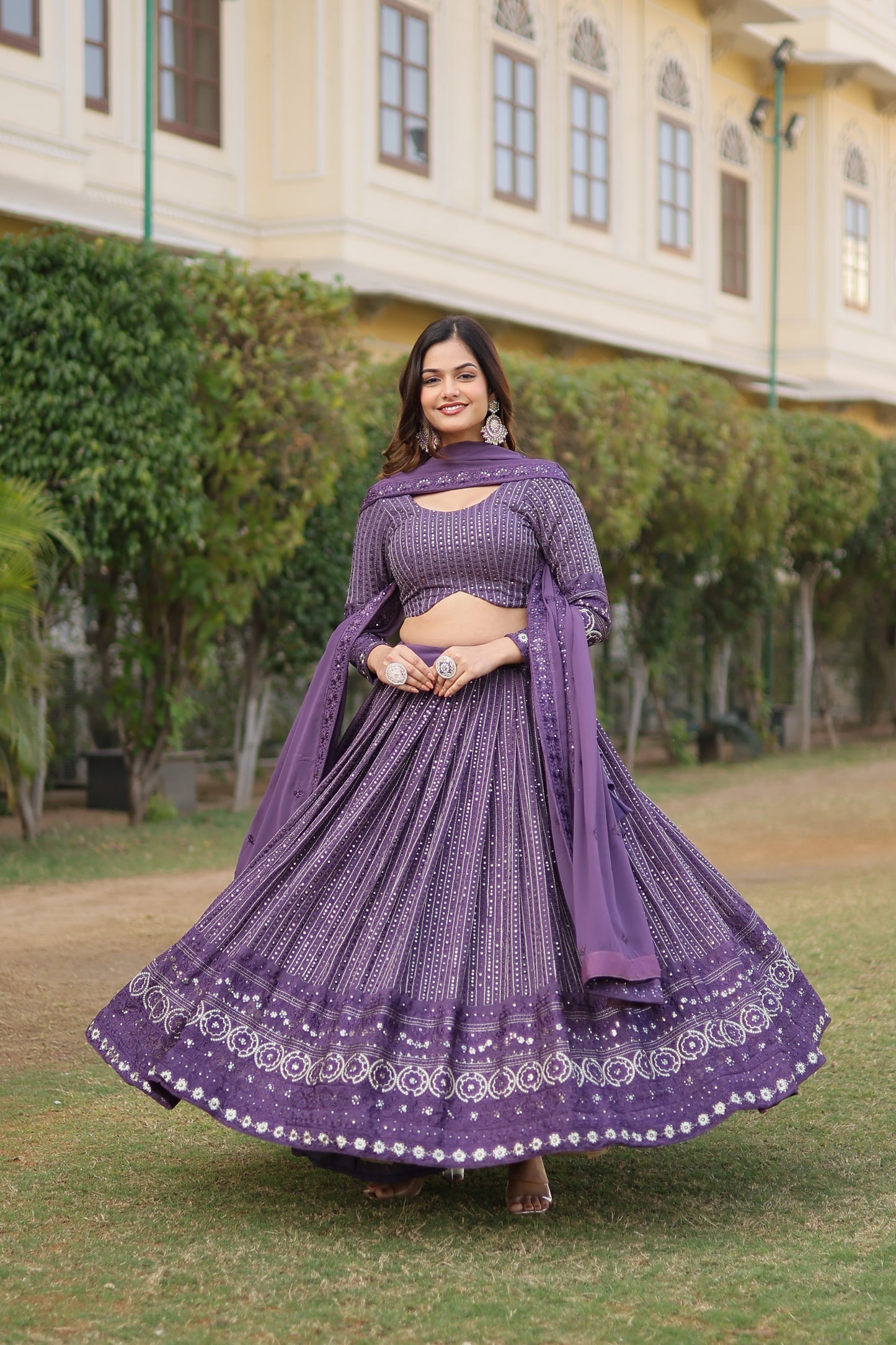 STUNNING ONION EMBROIDERED WORK LEHENGA CHOLI