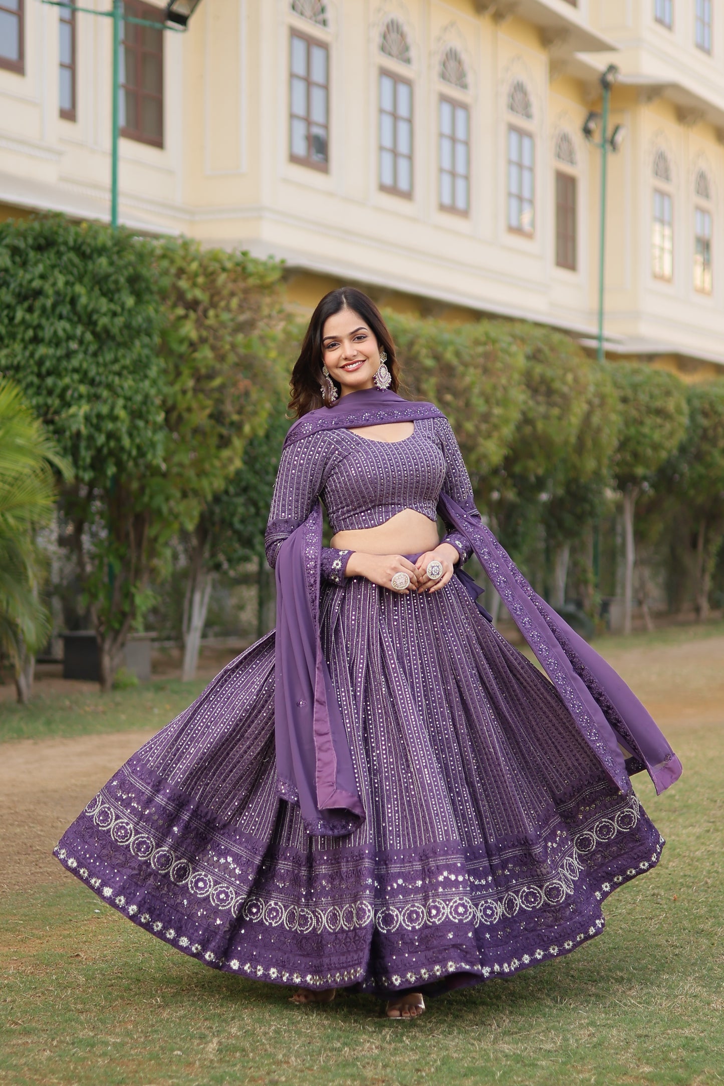 STUNNING ONION EMBROIDERED WORK LEHENGA CHOLI