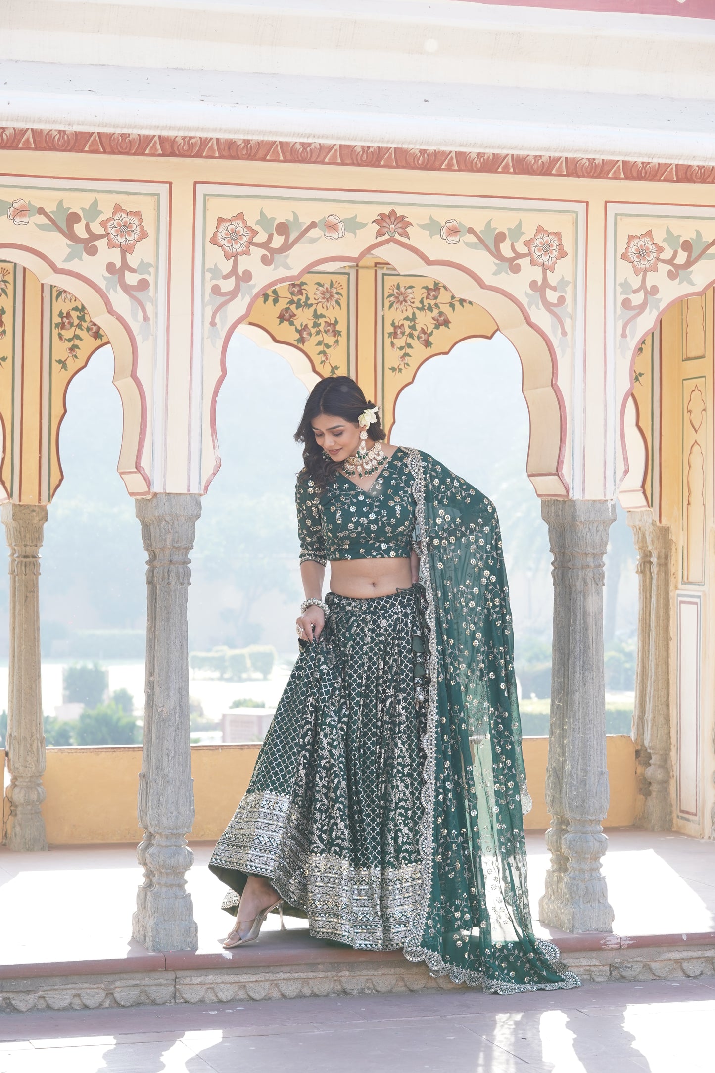 STYLISH DESIGNER VISCOSE JACQUARD LEHENGA CHOLI