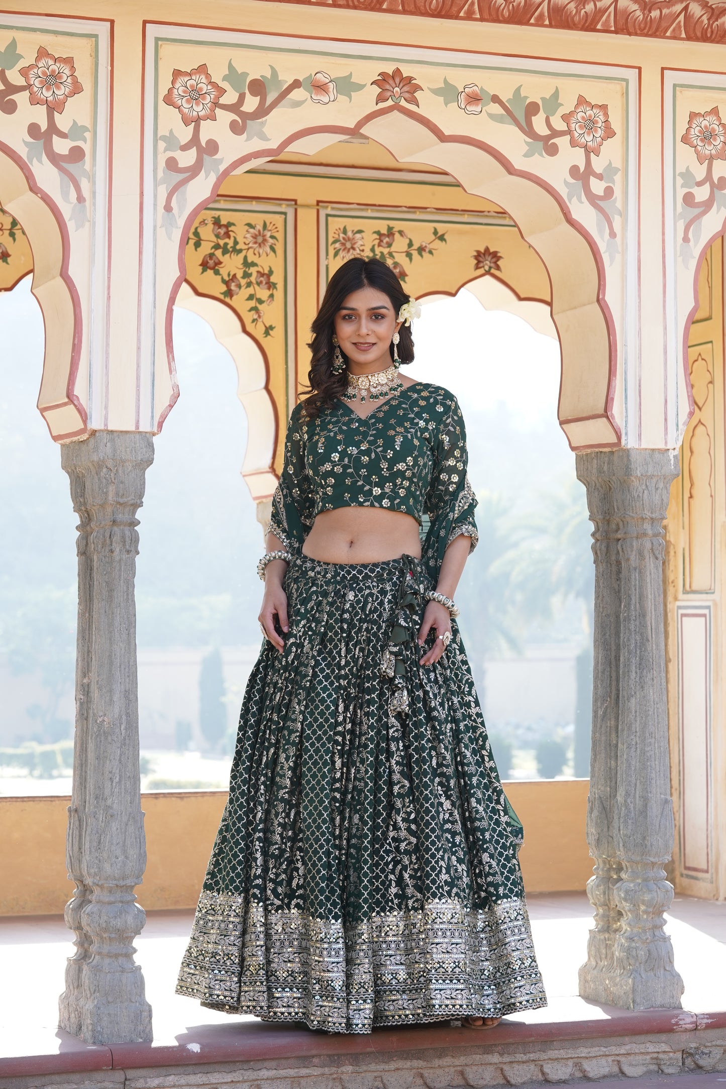 STYLISH DESIGNER VISCOSE JACQUARD LEHENGA CHOLI