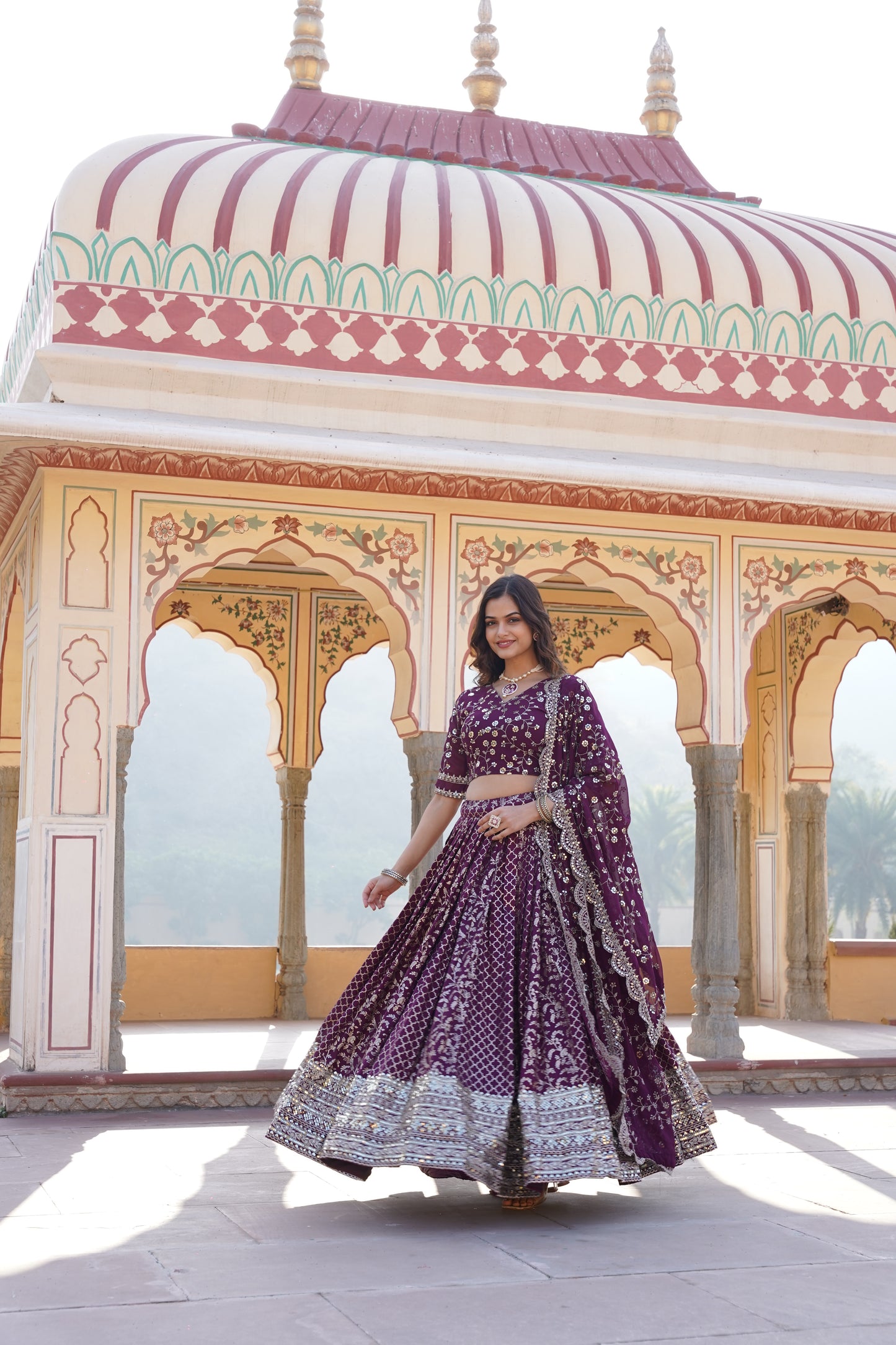 STYLISH DESIGNER VISCOSE JACQUARD LEHENGA CHOLI