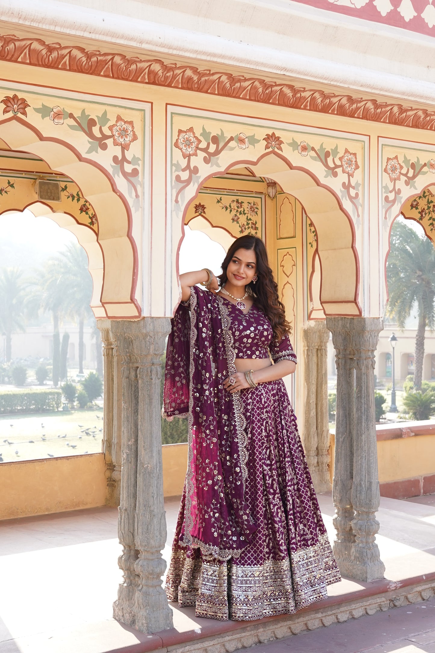 STYLISH DESIGNER VISCOSE JACQUARD LEHENGA CHOLI