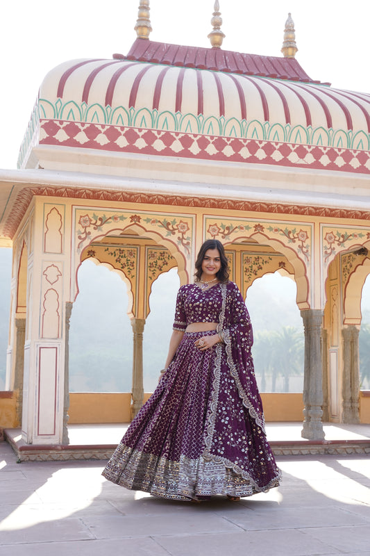 STYLISH DESIGNER VISCOSE JACQUARD LEHENGA CHOLI