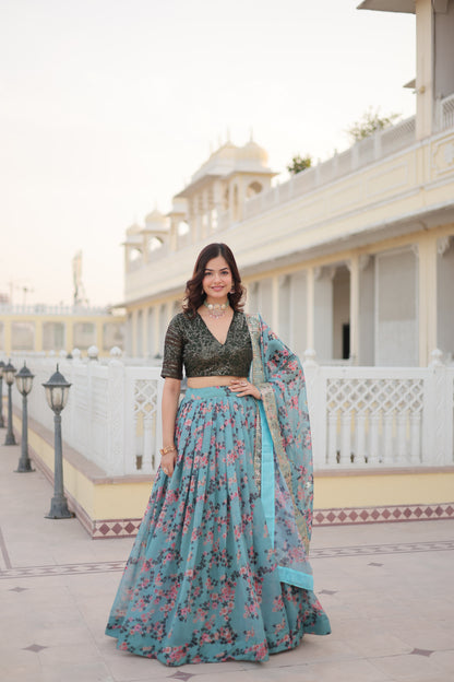 PREMIUM DIGITAL PRINTED RUSSIAN SILK LEHENGA CHOLI