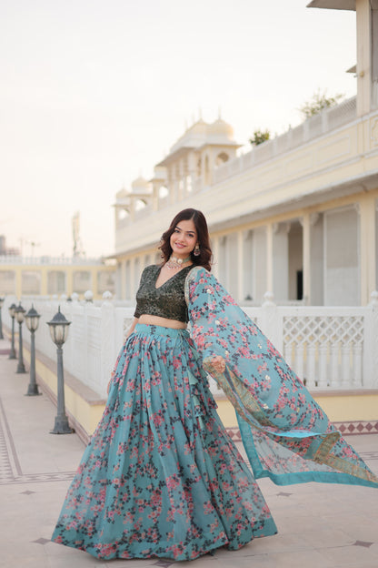 PREMIUM DIGITAL PRINTED RUSSIAN SILK LEHENGA CHOLI