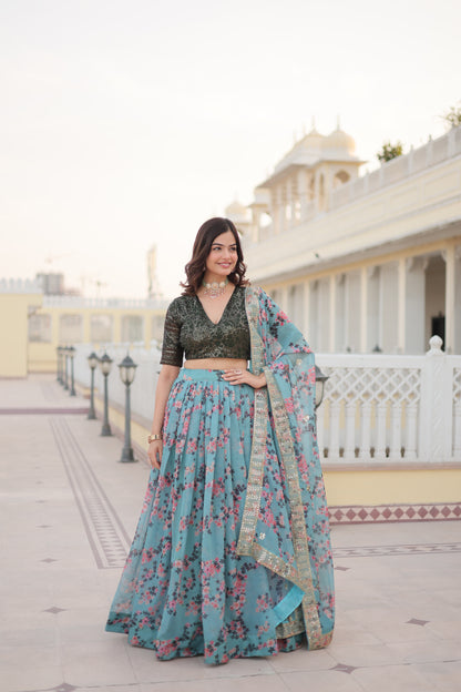 PREMIUM DIGITAL PRINTED RUSSIAN SILK LEHENGA CHOLI