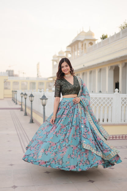 PREMIUM DIGITAL PRINTED RUSSIAN SILK LEHENGA CHOLI